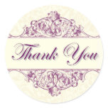 Plum Filigree Thank You Sticker