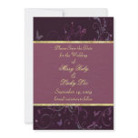Plum Floral & Purple Ribbon Save the Date Invitations