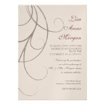 Plum n Silver Leaf Swirl Damask 2 Graduation Personalised Invitation