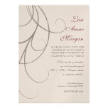 Plum n Silver Leaf Swirl Damask 2 Graduation Personalised Invite