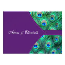 Plum Purple Peacock Wedding Invitation