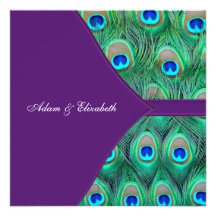 Plum Purple Peacock Wedding Invitations