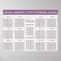Plum Seating Chart Table Number-Alphabetical Order Print