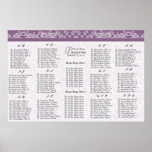 Plum Seating Chart Table Number-Alphabetical Order Posters