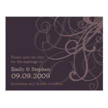 Plum Swirls • Save the Date Postcard