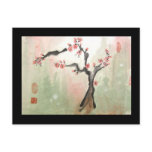 Plum Tree Postcard with Black Border