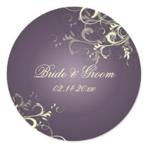 Plum vanilla swirls wedding stickers
