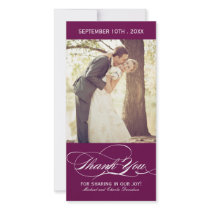 Plum Wedding Thank You Photo Card (4x8)