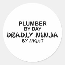 Plumber Deadly Ninja by Night Round Stickers
