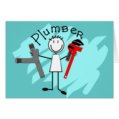 Plumber  stick person design greeting card by gailg1957