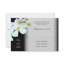 Plumeria on Black Wedding Invitation Reply Cards
