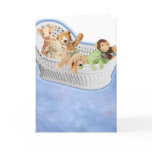 Plush toys in moses basket card