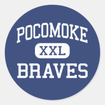 Pocomoke Braves Middle Pocomoke City Round Stickers