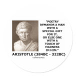 Poetry Gift Touch Of Madness Aristotle Quote stickers