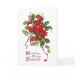 Poinsettia Bells and Holly Vintage Christmas Cards