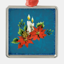 Poinsettia Candle CenterPiece Christmas Ornament