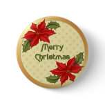 Poinsettia Christmas buttons