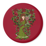 Poinsettia Christmas Faery Magnet