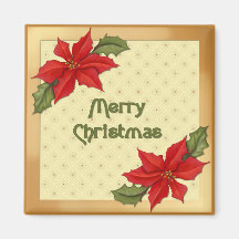 Poinsettia Christmas Fridge Magnet