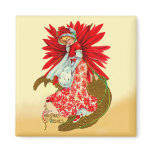 Poinsettia Girl magnets