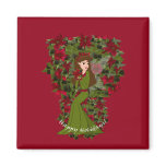 Poinsettia Happy Holidays Faery Magnet