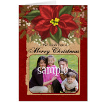 Poinsettia Photo Christmas Greeting Card