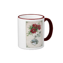 Poinsettias, Mistletoe & Vignette Vintage New Year Coffee Mug