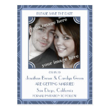 Point Block Purple Art Deco Save the Date Postcard