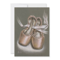 Pointe shoes personalized invitations