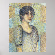 Pointillism Female Portrait Seurat Style Original Posters