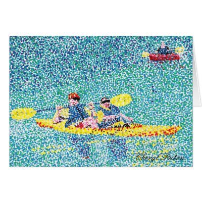 Pointillism kayak scene, by Cheryl Paton Card by Cherylsart
