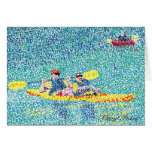 Pointillism kayak scene, by Cheryl Paton Card