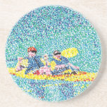 Pointillism Kayak Scene Painting, Coasters