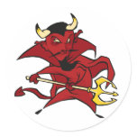 Pointy Red Devil Round Stickers
