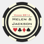 Poker Chip Black and White Round Sticker