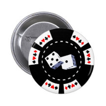 POKER CHIP WITH DICE ORNAMENT BUTTON