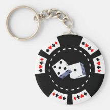 POKER CHIP WITH DICE ORNAMENT KEY CHAIN