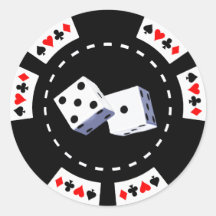 POKER CHIP WITH DICE ORNAMENT STICKER