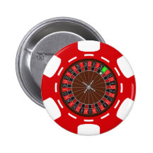 POKER CHIP WITH ROULETTE WHEEL PINBACK BUTTONS