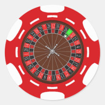 POKER CHIP WITH ROULETTE WHEEL ROUND STICKERS