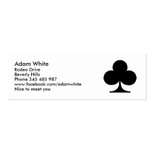 Poker clubs business cards