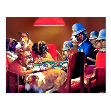 Poker Dogs: Pinched with Four Aces Post Card
