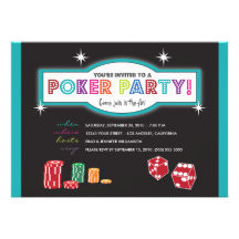 Poker Party Extravaganza Invitation (aqua/black)