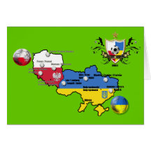 Poland Ukraine 2012 flag map football European Cup Greeting Card