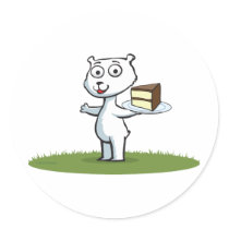 Polar Bear Cake Round Stickers