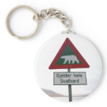 Polar bear crossing sign in Svalbard Keychain