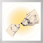 Polar Bear & Cub Art Print Wildlife Home Decor