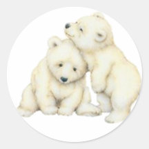 Polar Bear Cubs Round Stickers