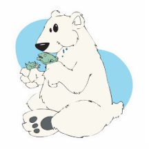 polar bear eating fish cut out