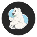 polar bear eating fish stickers